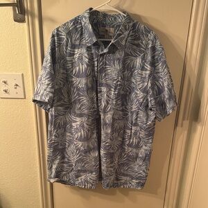 Tropical Blue Leaf Print Men's Shirt